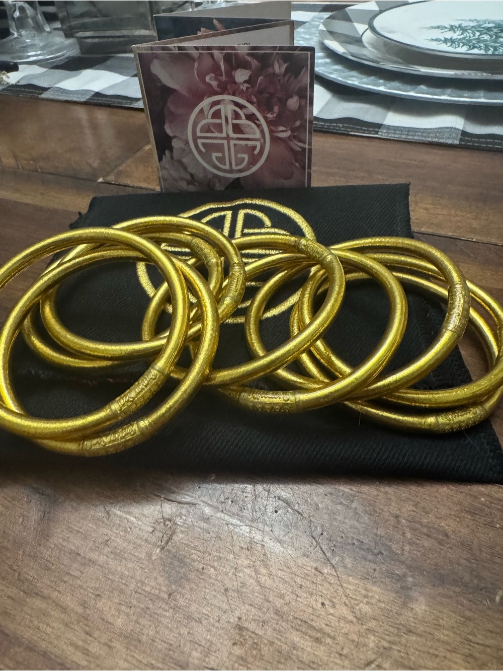 Women’s Budha Girl Gold All Weather Bangles Set of 9- Serenity Prayer Medium